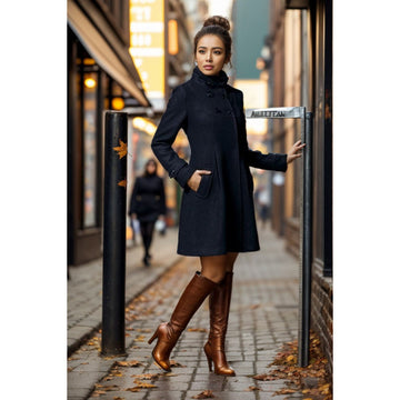 Womens Hooded Wool Cape Coat