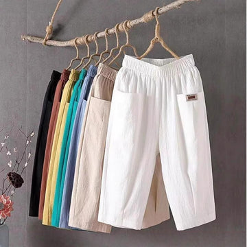 Women’s Cotton Linen Capri Pants Relaxed Fit Breathable Summer Casual Trousers for Everyday Wear
