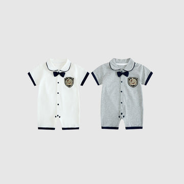 Baby Boy Cotton Romper with Bow Tie,  Soft Cotton Newborn Outfit for Parties, Photoshoots & Daily Wear