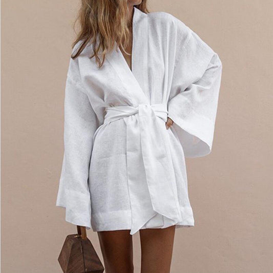 What's HOT in 2026?  Cotton Linen Hooded Shirt Dress
