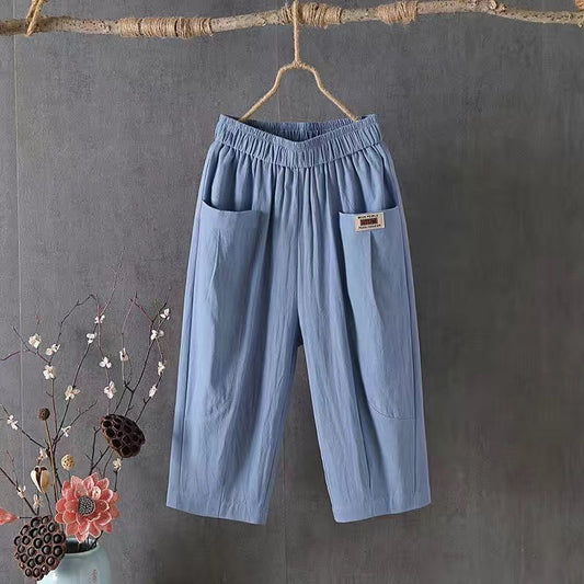 Women’s Cotton Linen Capri Pants Relaxed Fit Breathable Summer Casual Trousers for Everyday Wear