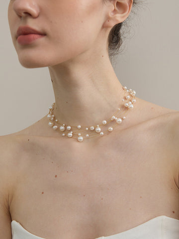 Women’s Luxury Starry Sky Pearl Necklace, 925 Sterling Silver Elegant Pendant Jewelry for Gifts & Special Occasions